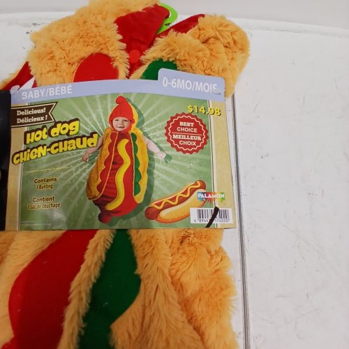 BABY HOT DOG COSTUME - 0-6 MONTHS - RED, YELLOW AND GREEN image 2