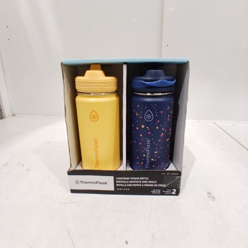 2PK THERMOFLASK STAINLESS STEEL BOTTLE - 16OZ - YELLOW/BLUE (MODEL: 2880559) image 2