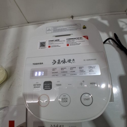 TOSHIBA RICE COOKER 5.5 CUP UNCOOKED - LED DISPLAY, 15 COOKING FUNCTIONS, 3D HEATING TECHNOLOGY, 24-HR DELAY TIMER, AUTO KEEP WARM, NONSTICK INNER POT - WHITE (MODEL: RC-10DRUNA) image 5