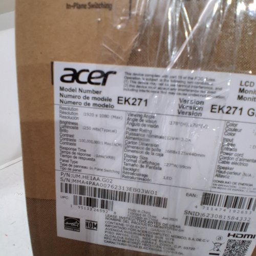 ACER FRAMELESS OFFICE GAMING MONITOR WITH ERGONOMIC TILT - 1920 X 1080 - 120HZ - IPS PANEL (MODEL: EK271) image 6