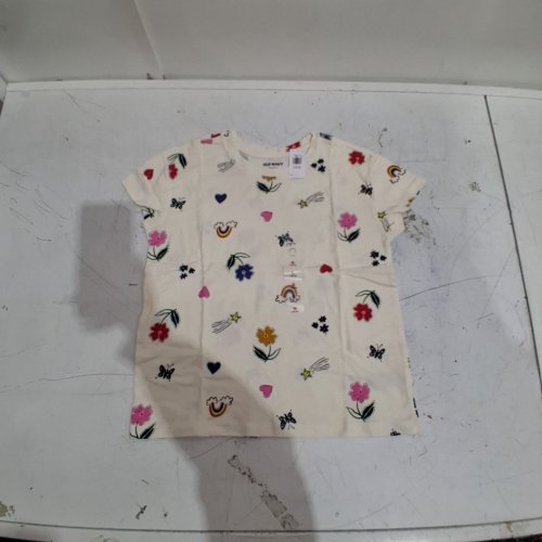 KID'S OLD NAVY T-SHIRT - LARGE (10-12) - STARS / FLOWERS / MULTICOLOURED (STYLE : 877585-00-4) image 2