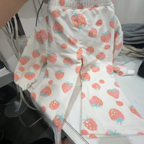 2PC GIRL'S PEKKLE FRENCH TERRY JOGGER SET - 3 - WHITE/PINK / FRUIT (STYLE: 1168899) image 3