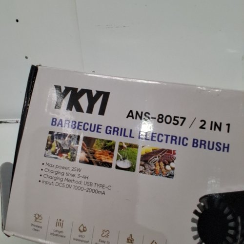 YKYI 2-IN-1 ELECTRIC BARBECUE GRILL BRUSH - 3-SPEED POWER CONTROL, 25W - BLACK (MODEL: ANS-8057) image 3