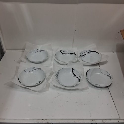 22PC VEWEET PORCELAIN DINNERWARE DISH SET - 6-PEOPLE SETTING - BLACK/WHITE - (MODEL: FIONA-R24) image 3