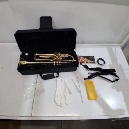 EASTAR GOLD TRUMPET BRASS ETR-380 STANDARD BB TRUMPET SET FOR STUDENT BEGINNER WITH HARD CASE, 7 C MOUTHPIECE, VALVE OIL AND TRUMPET CLEANING KIT image 2