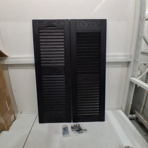 2PK EKENA MILLWORK VINYL LOUVERED EXTERIOR SHUTTERS - 25" X 1FT - BLACK image 2