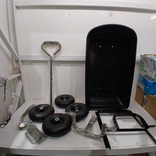 GARVEE PREMIUM 4-WHEEL WHEELBARROW CART, UTILITY HAND TRUCK - 600 LBS CAPACITY - BLACK (MODEL: Q7LPK PPG_33UFTKNV) image 2
