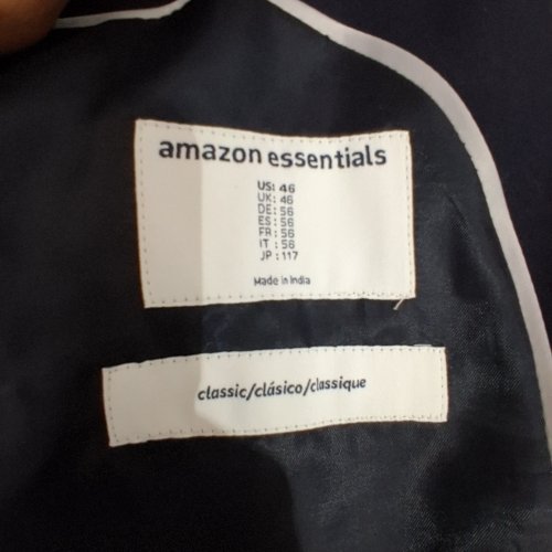 MEN'S AMAZON ESSENTIALS STANDARD CLASSIC FIT BLAZER - SIZE 46 - NAVY BLUE image 5