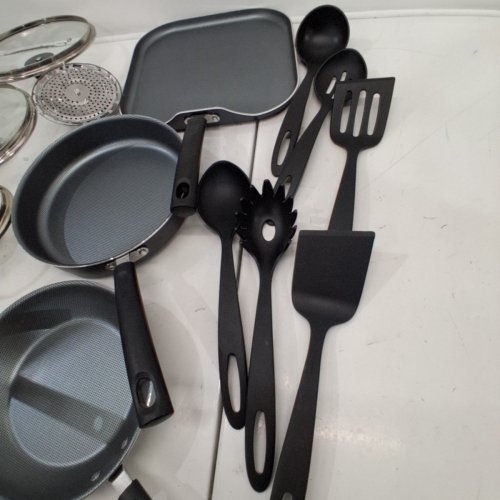 17PC TRAMONTINA PRIMAWARE NONSTICK COOKWARE SET - GREY\BLACK image 3