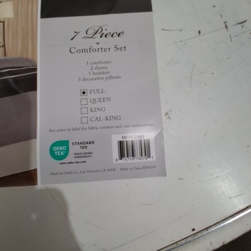 7PC MADISON PARK PALMER COMFORTER SET - QUEEN - GREY image 2