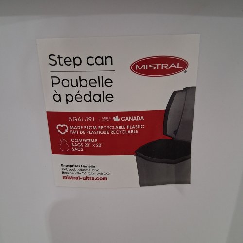 MISTRAL STEP-ON GARBAGE CAN - 5GAL - WHITE image 2