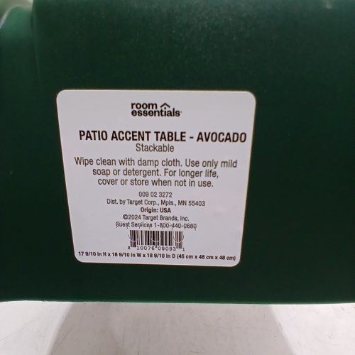 ROOM ESSENTIALS STACKABLE PATIO ACCENT TABLE - 17.9" X 18.9" X 18.9" - AVOCADO GREEN image 2