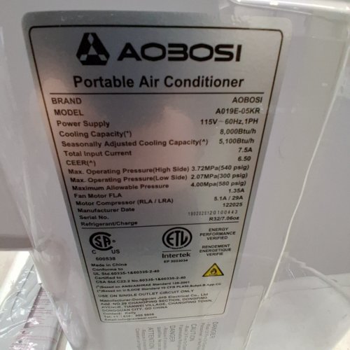 AOBOSI PORTABLE 4-IN-1 AC AIR CONDITIONER WITH DEHUMIDIFIER - 8,000 BTU, WIFI CONTROL FOR ROOM 182 SQ.FT - WHITE ( MODEL- A019E-05KR) image 8