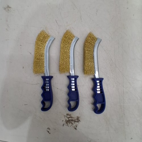 3PK HEAVY DUTY RUST REMOVAL WIRE BRUSHES - 11" - BRASS/BLUE image 2