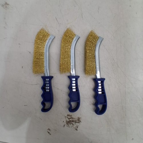 3PK HEAVY DUTY RUST REMOVAL WIRE BRUSHES - 11" - BRASS/BLUE image 3