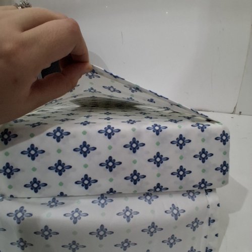 MARTHA STEWART GEOMETRIC SHEET SET - 400 THREAD COUNT - DOUBLE - WHITE/BLUE (ITEM: 1915200) image 4
