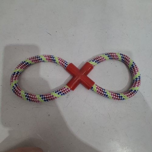FIGURE 8 BRAIDED ROPE CHEW & TUG PET DOG TOY - 11" - MULTICOLOR RED image 2