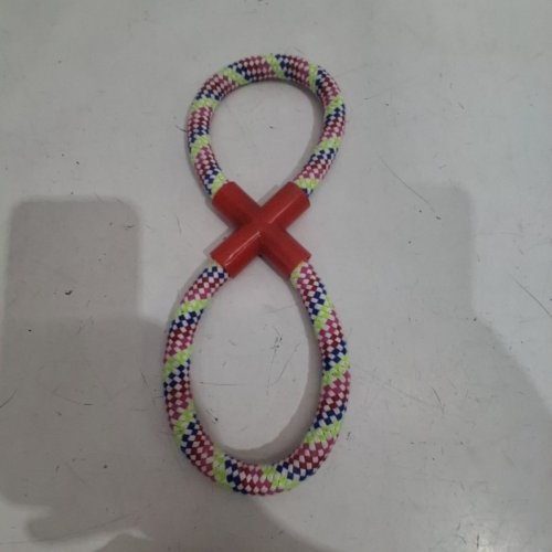 FIGURE 8 BRAIDED ROPE CHEW & TUG PET DOG TOY - 11" - MULTICOLOR RED image 3