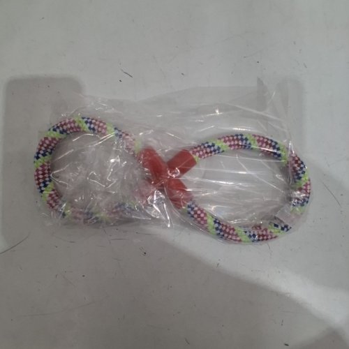 FIGURE 8 BRAIDED ROPE CHEW & TUG PET DOG TOY - 11" - MULTICOLOR RED image 4