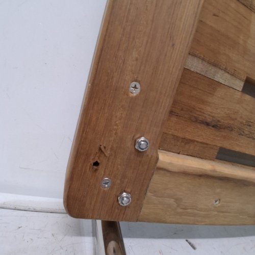 WOODEN 2 STEP PLATFORM FOLDING LADDER FOR BOATS - BROWN AND SILVER image 3