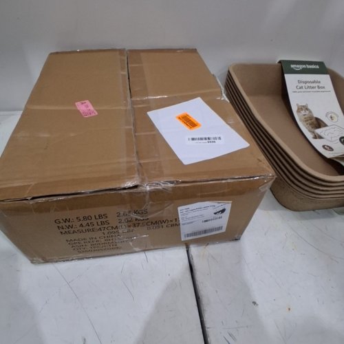 6PK AMAZON BASICS DISPOSABLE CAT LITTER BOX - 17.9"X14.2"X4" - NATURAL image 3