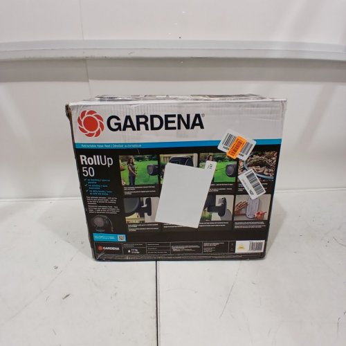 GARDENA ROLLUP WALL MOUNTED RETRACTABLE GARDEN HOSE REEL - 50FT - GRAY/BLUE - (MODEL: 20500-80) image 7