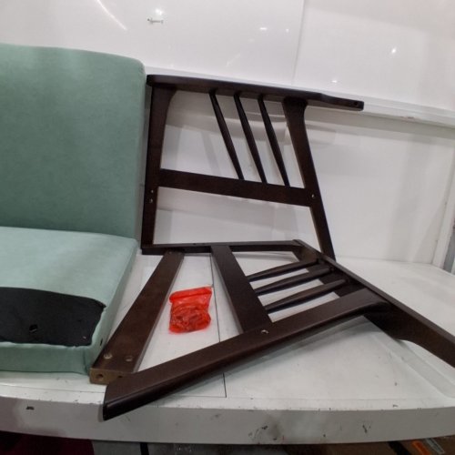 MODERN ACCENT CHAIR - 23"X23" - BLUE/BROWN image 3