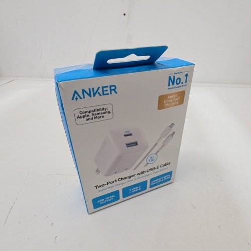2PC ANKER TWO-PORT USB-C & USB-A CHARGING WALL BLOCK WITH USB-C TO LIGHTNING CABLE - 32W - WHITE (MODEL: B2326J21-1) image 3