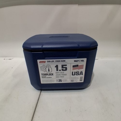 COLEMAN CHILLER PORTABLE INSULATED HARD COOLER WITH HEAVY DUTY HANDLES - 16QT - DARK BLUE (MODEL: 2231502) image 2