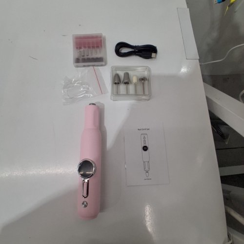 18PC USB ELECTRIC DRILL NAIL FILE KIT WITH 10 INTERCHANGEABLE DRILL BITS - PINK image 3