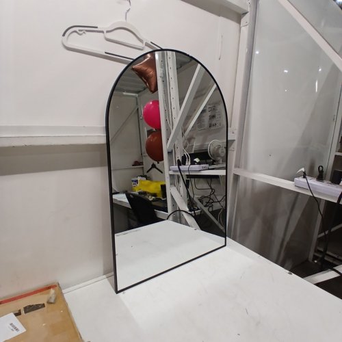 SONGMICS WALL MOUNTED ARCHED BATHROOM MIRROR FOR OVER SINK - 36" X 24" X 0.5" - INK ALUMINUM/BLACK (MODEL: LWM010BD01) image 3