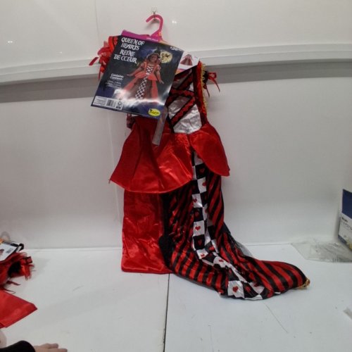 4PC GIRLS PARTYHOLIC QUEEN OF HEARTS COSTUME - MEDIUM 8-10 - RED AND BLACK (ITEM: 70097M) image 2