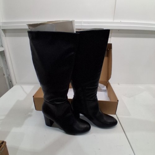 WOMENS AMAZON ESSENTIALS TALL HEEL FAUX LEATHER BOOT - 13 WIDE CALF - BLACK (MODEL: AEWM40198F24) image 3