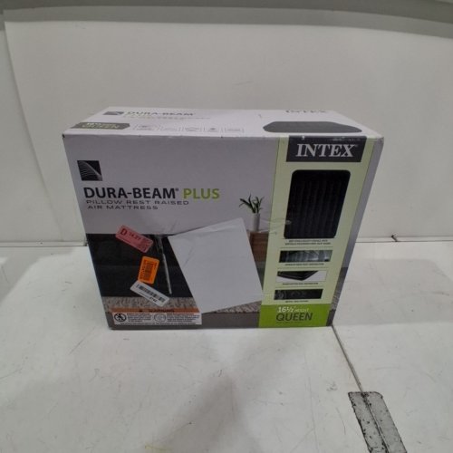 INTEX DURA-BEAM PLUS COMFORTABLE PLUSH TOP AIR MATTRESS WITH BUILT IN PILLOW AND PUMP - 16.5" - QUEEN - BLUE (MODEL: AP619D/64123ED) image 4