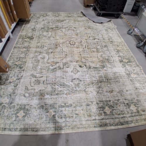 NON-SLIP FOLDABLE TRADITIONAL AREA RUG - 9FT X 12FT IVORY GREY BEIGE image 2