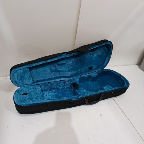 VIOLIN CARRY CASE WITH BLUE INTERIOR FELT - FOR 4/4 SIZE VIOLINS - BLACK EXTERIOR image 4