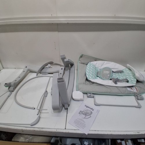 INGENUITY 3-IN-1 KEEP COZY GROW WITH ME VIBRATING BABY BOUNCER, ROCKER & CHAIR - 40LBS CAPACITY - WEAVER THEME GREY/WHITE/GREEN (MODEL: ‎12428) image 2