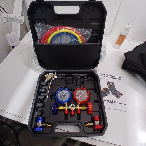 ORION MOTOR TECH AC VACUUM PUMP AND GAUGE SET WITH LEAK DETECTOR 4 HOSES & ACCESSORIES FOR R134A R22 R410A - 1/3HP - 4CFM - BLACK/SILVER (MODEL: RS-1.5) image 4