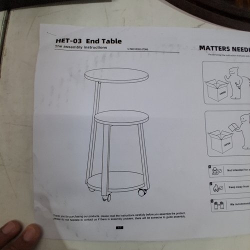 3-TIER ROUND END TABLE - 13.7" X 13.7" X 24" - BLACK/BROWN (MODEL: HET-03) image 2