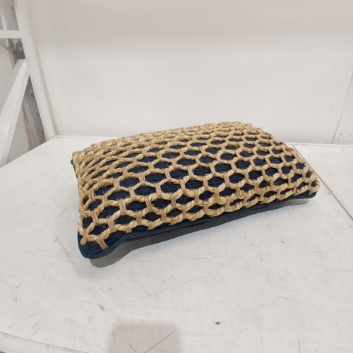 SARO LIFESTYLE ROPE DESIGN PPLY FILLED LUMBAR THROW PILLOW - 19" X 10" - NAVY BLUE image 2