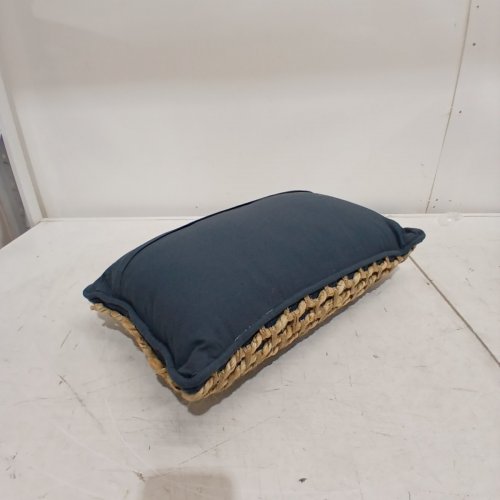 SARO LIFESTYLE ROPE DESIGN PPLY FILLED LUMBAR THROW PILLOW - 19" X 10" - NAVY BLUE image 3