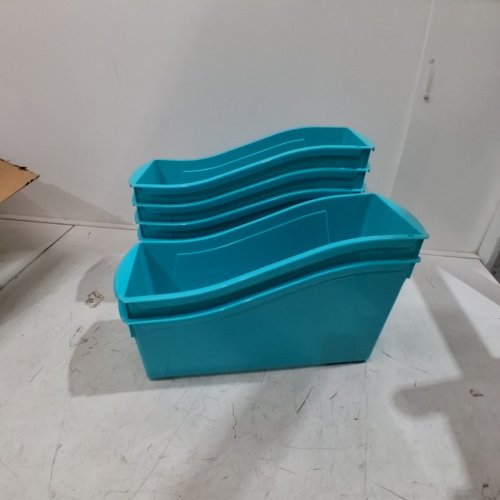 6PK OF STOREX SMALL BOOK BIN- 11.75" X 4.5 X 8.5"-TURQUOISE image 2