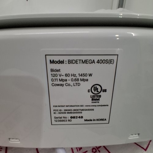 COWAY BIDETMEGA 400S ELECTRONIC ELONGATED BIDET TOILET SEAT WITH INSTANTANEOUS WATER HEATING, HEATED SEAT AND DRYER, SOFT CLOSE LID, STAINLESS NOZZLE, SELF CLEANING, AND REMOTE CONTROL - WHITE (MODEL: BIDETMEGA 400S(E))) image 3