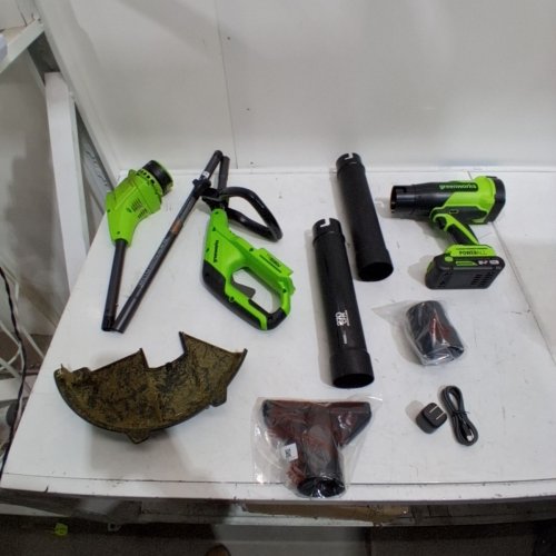 GREENWORKS CORDLESS BATTERY STRING TRIMMER AND BLOWER COMBO KIT - 24V - 12'' - GREEN (MODEL: CKS022) image 3