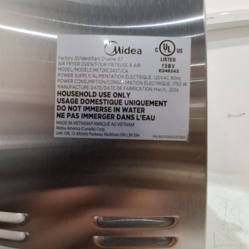MIDEA FRENCH DOOR 10-IN-1 AIR FRYER TOASTER OVEN - 1750W - 26.4QT CAPACITY - STAINLESS STEEL (MODEL: MET26C3AST) image 6