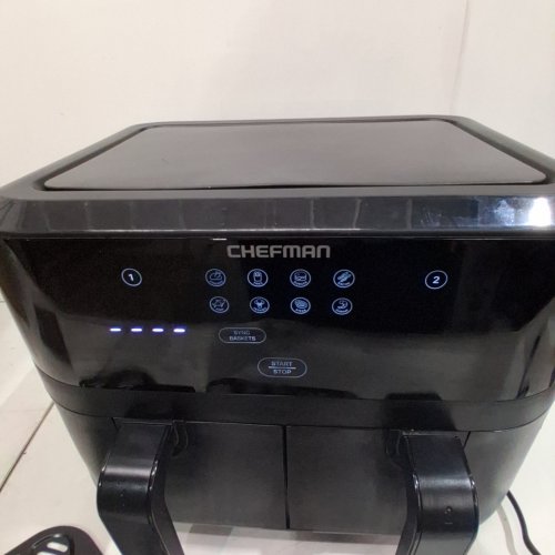 CHEFMAN TURBOFRY TOUCH SCREEN DUAL BASKET AIR FRYER - 9QT. TOTAL CAPACITY - BLACK (MODEL: RJ38-SQPF-45TDB) image 2