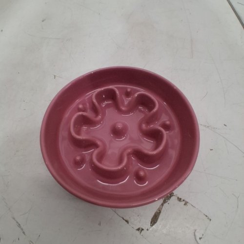 LE TAUCI CERAMIC SLOW FEEDER DOG BOWLS - 675 ML - PINK BLOOM image 2