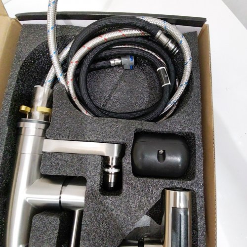 SINGSUO PULL-DOWN KITCHEN FAUCET WITH GLASS RINSER - BRUSHED NICKEL (MODEL: LSKX31X) image 8