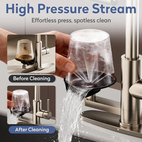 SINGSUO PULL-DOWN KITCHEN FAUCET WITH GLASS RINSER - BRUSHED NICKEL (MODEL: LSKX31X) image 3