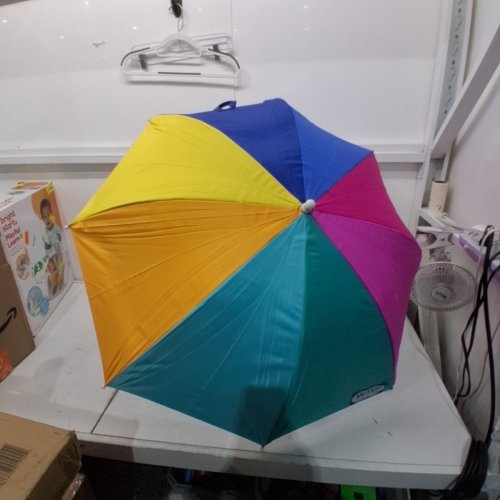 STEEL CLAMP-ON TILT BEACH UMBRELLA - 4FT - MULTICOLOURED (MODEL: UB44-775-1) image 2